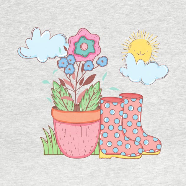 Little wellie garden scene by Lemon Squeezy design 